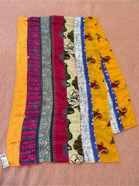 Silk medley XL scarf - reclaimed sari strips Multicolor Lightweight Scarf Wrap